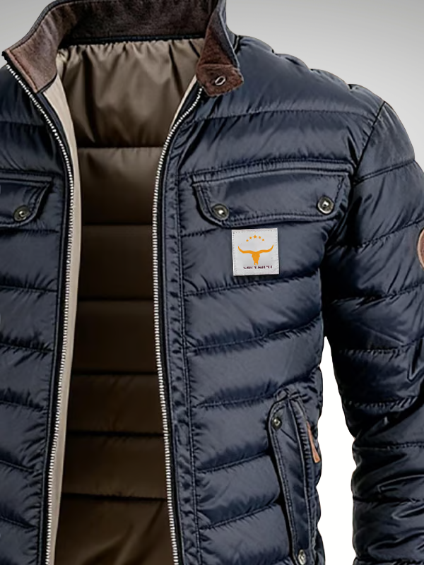 Glen | Mens Navy Quilted Nylon Puffer Jacket