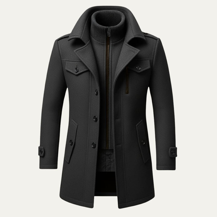 Frank | Mens Fitted Wool Blend Peacoat