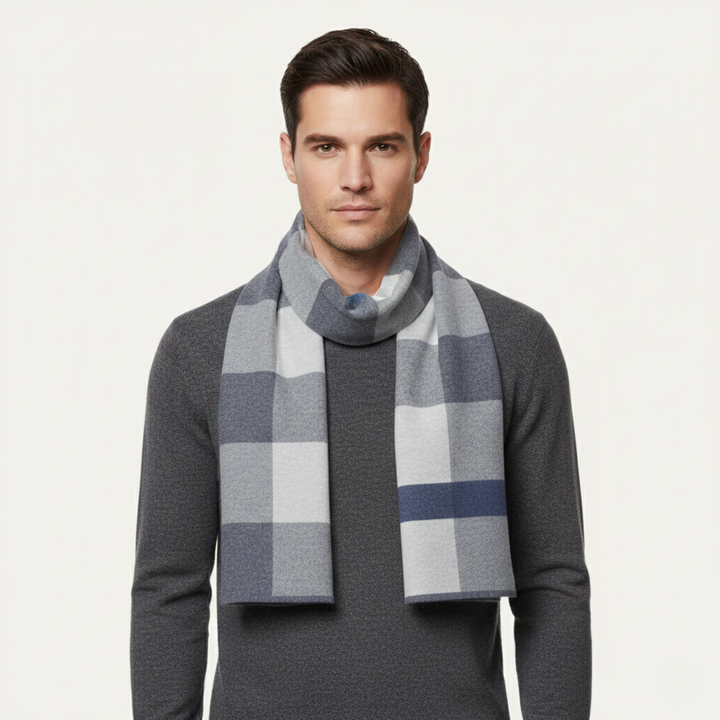Jordan | Checked Scarf Rectangular Rolled Border