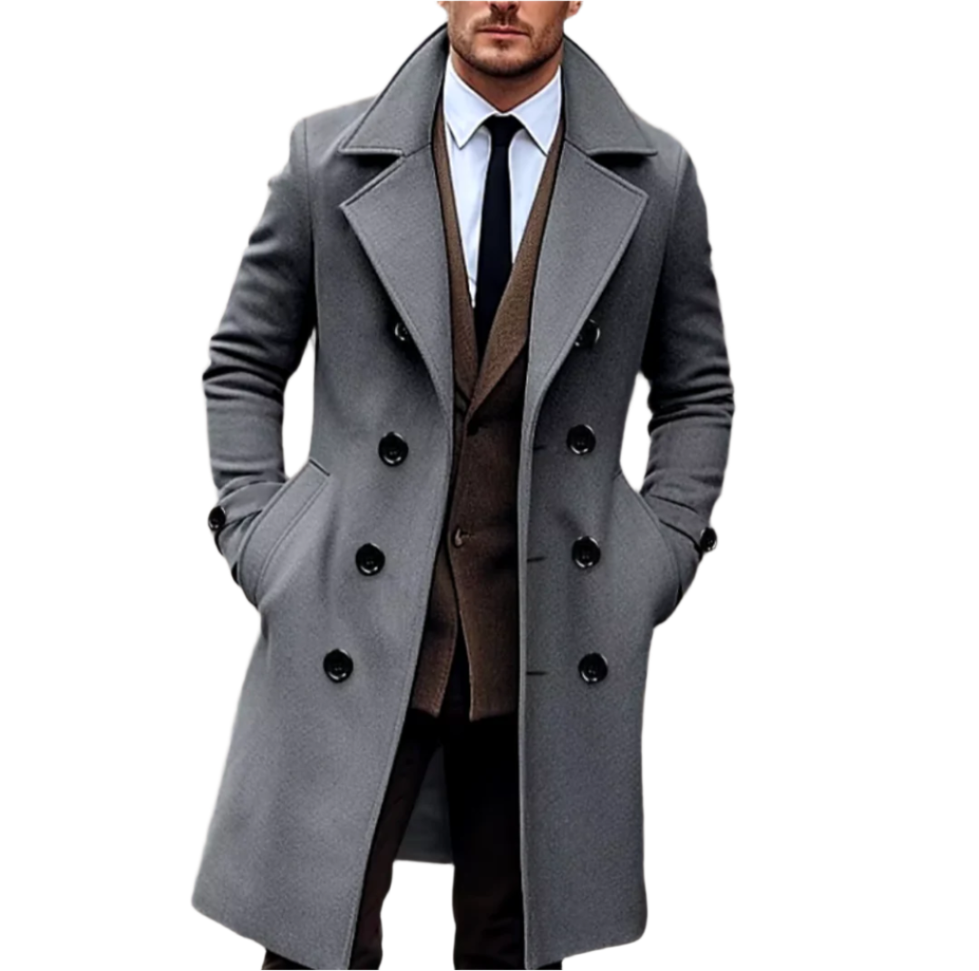 Glen | Mens Double-Breasted Wool Blend Overcoat