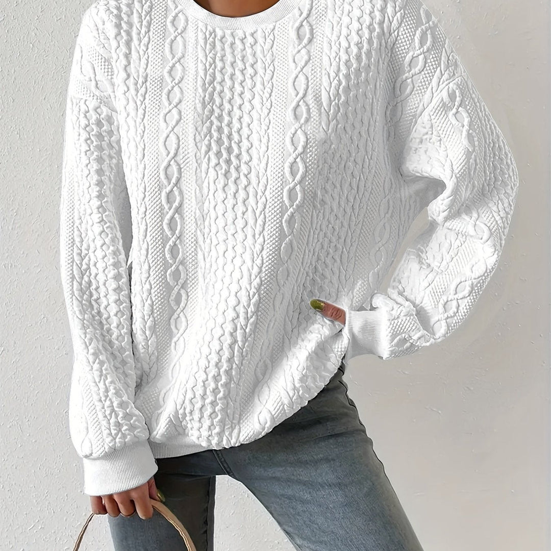 Womens oversized cable knit sweatshirt, view 1
