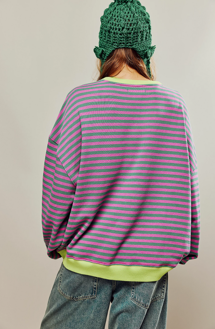 Womens oversized striped sweatshirt, view 12