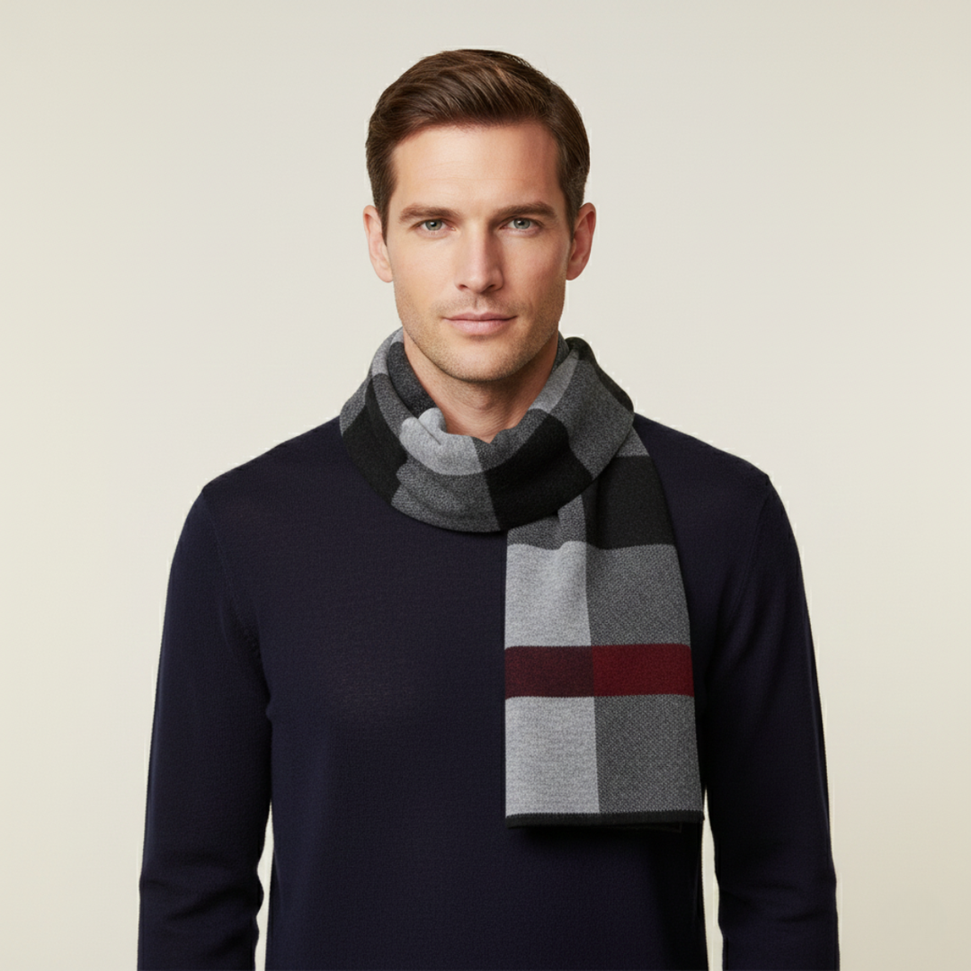 Jordan | Checked Scarf Rectangular Rolled Border