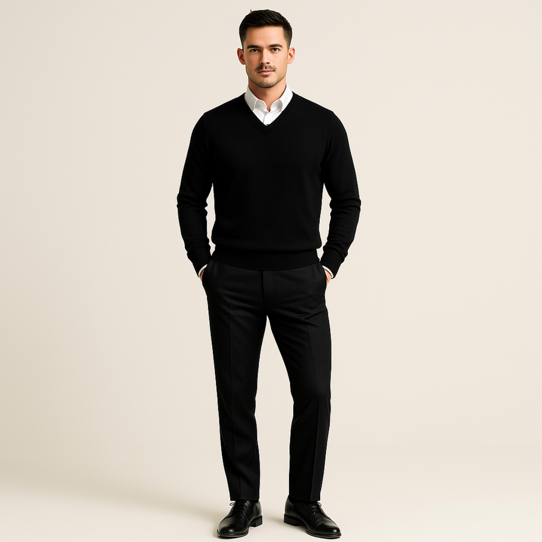 Caleb | Mens V-Neck Pullover Sweater Knit