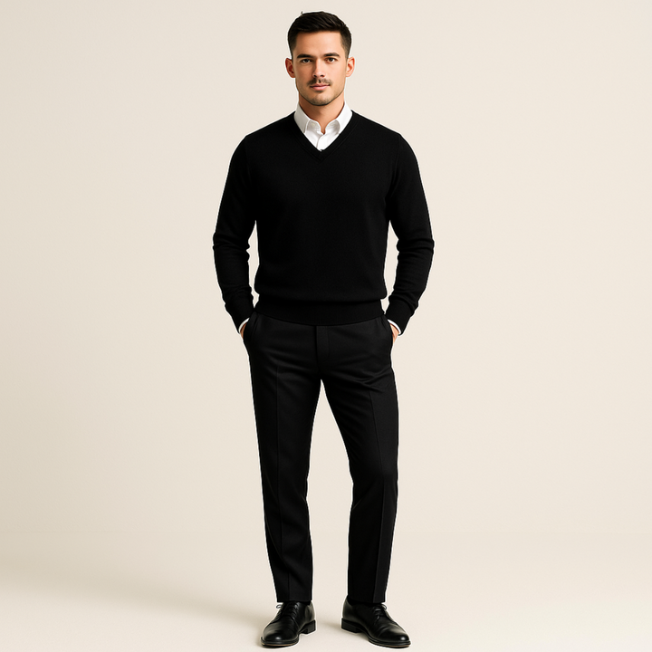 Caleb | Mens V-Neck Pullover Sweater Knit