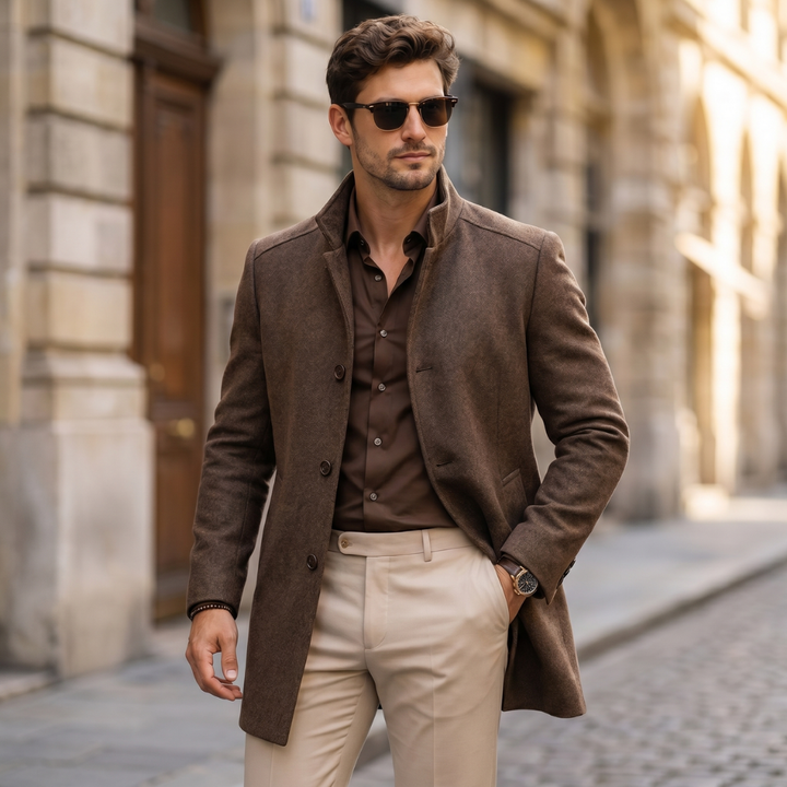 Oscar | Mens Wool Overcoat Quilted Lined