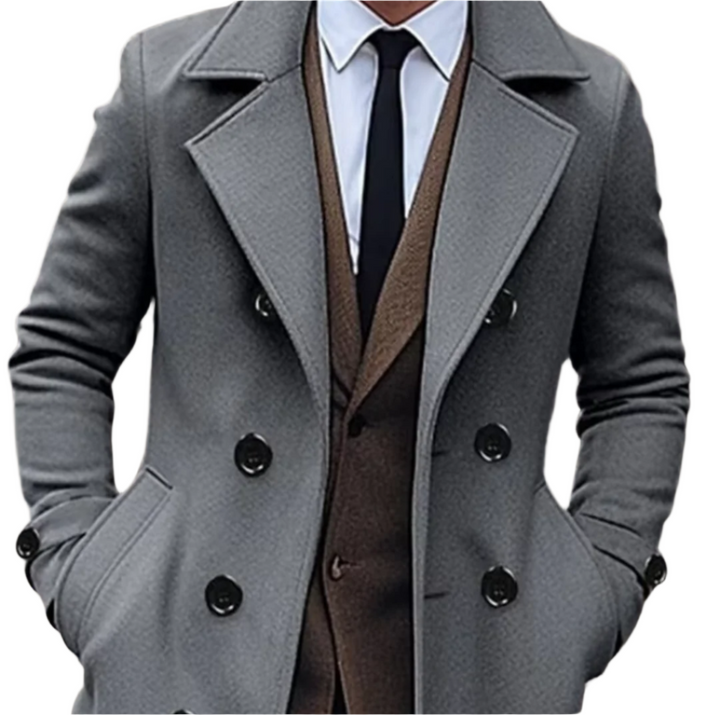 Glen | Mens Double-Breasted Wool Blend Overcoat
