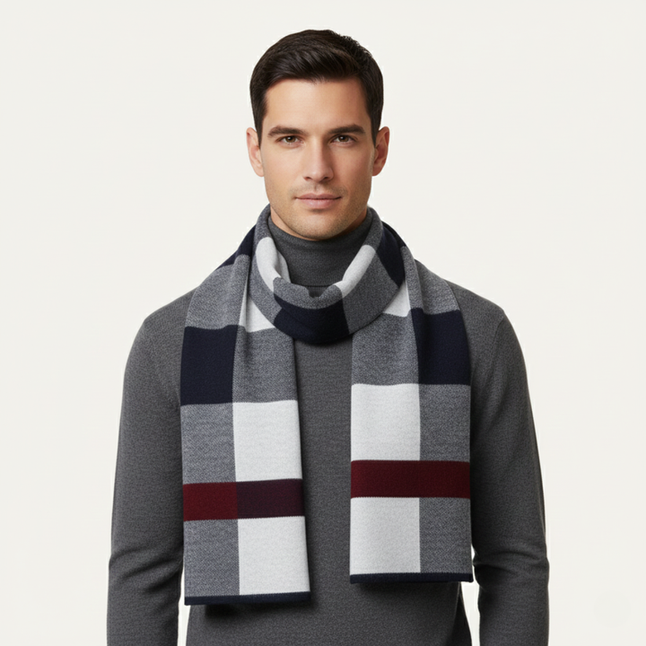 Jordan | Checked Scarf Rectangular Rolled Border
