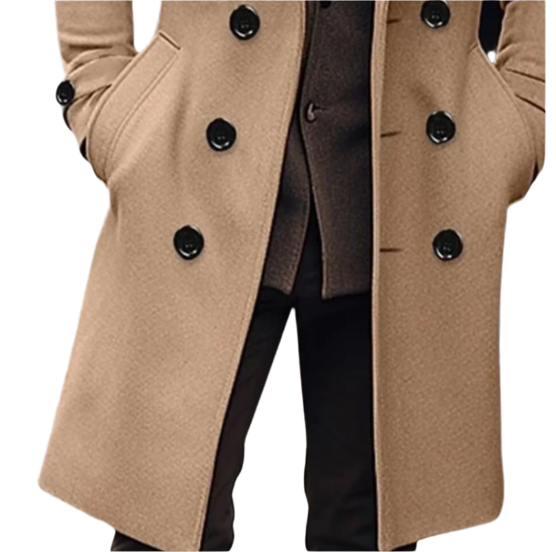Glen | Mens Double-Breasted Wool Blend Overcoat