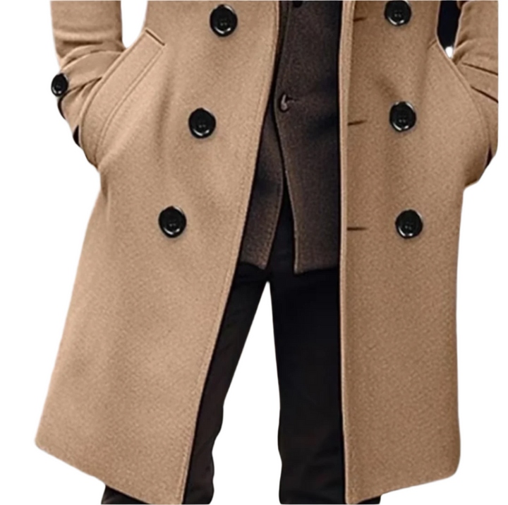 Glen | Mens Double-Breasted Wool Blend Overcoat