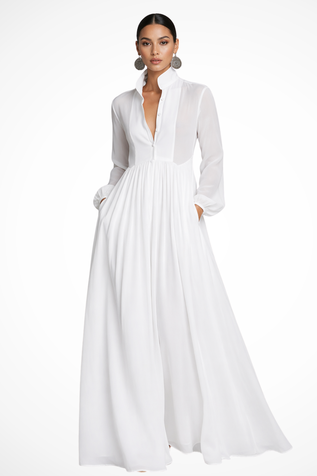 Womens long sleeve maxi dress, view 3