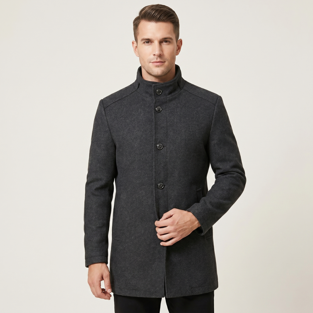 Oscar | Mens Wool Overcoat Quilted Lined