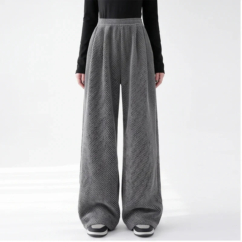 Ruby | Womens Pull-On Herringbone Wide-Leg Pants