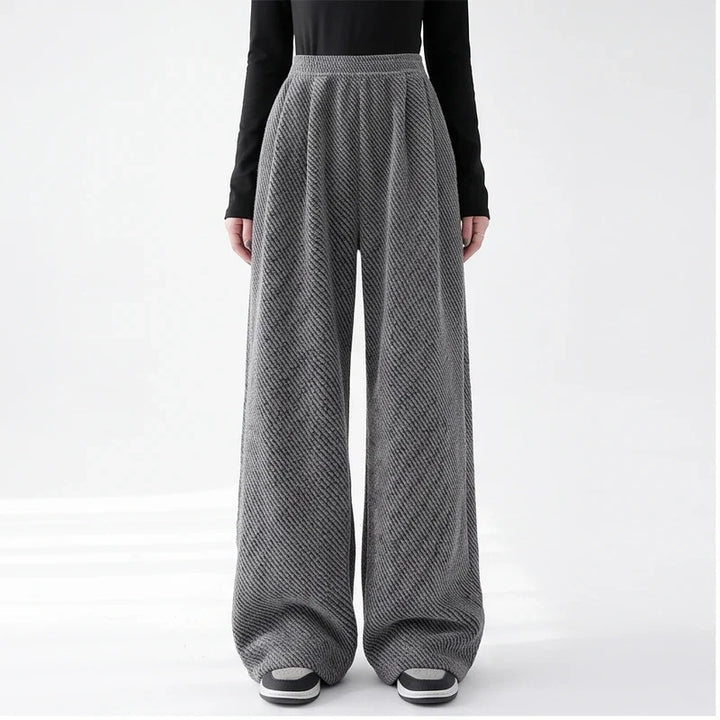 Ruby | Womens Pull-On Herringbone Wide-Leg Pants