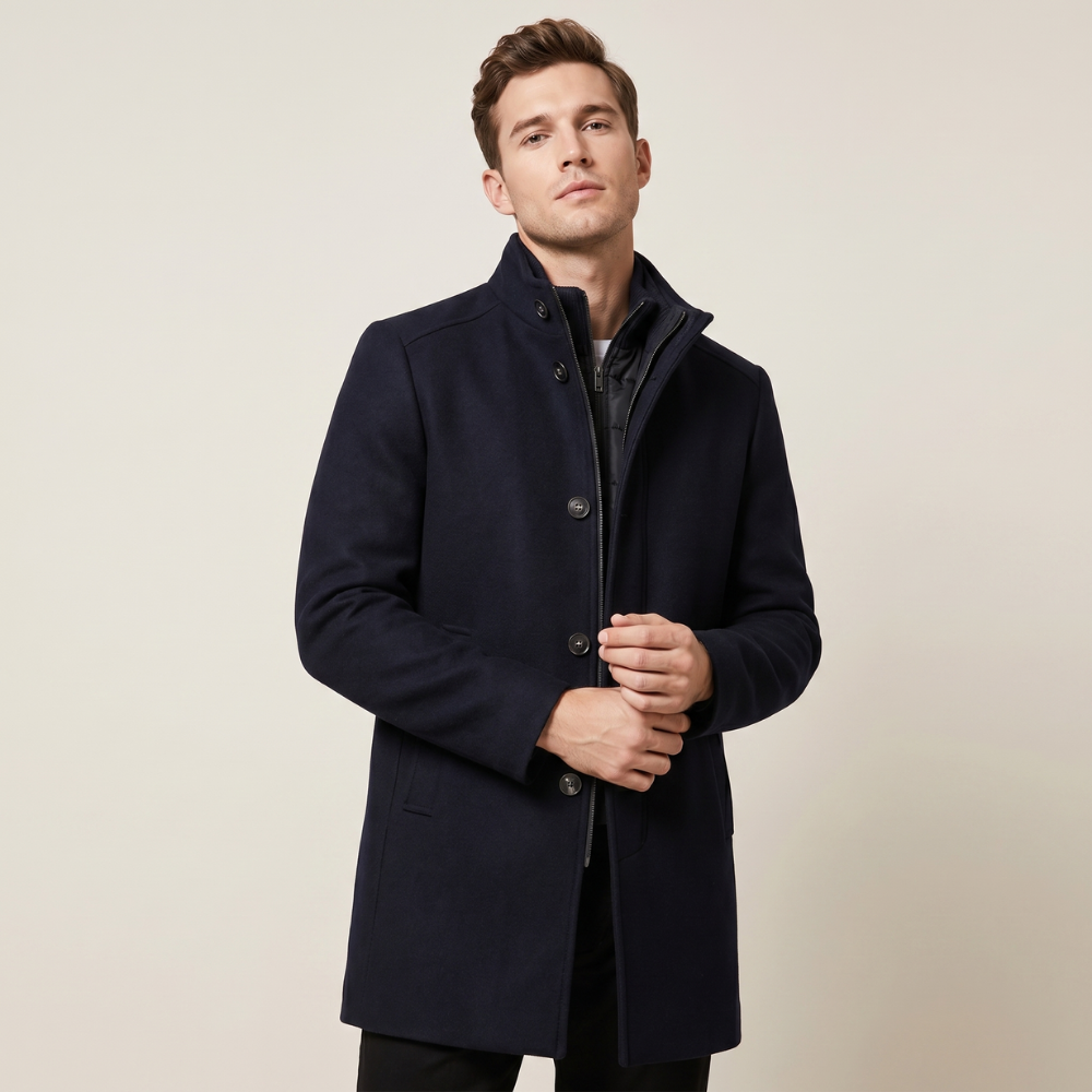 Oscar | Mens Wool Overcoat Quilted Lined
