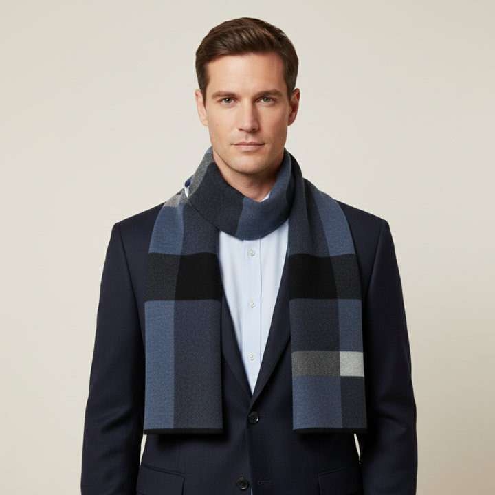 Jordan | Checked Scarf Rectangular Rolled Border
