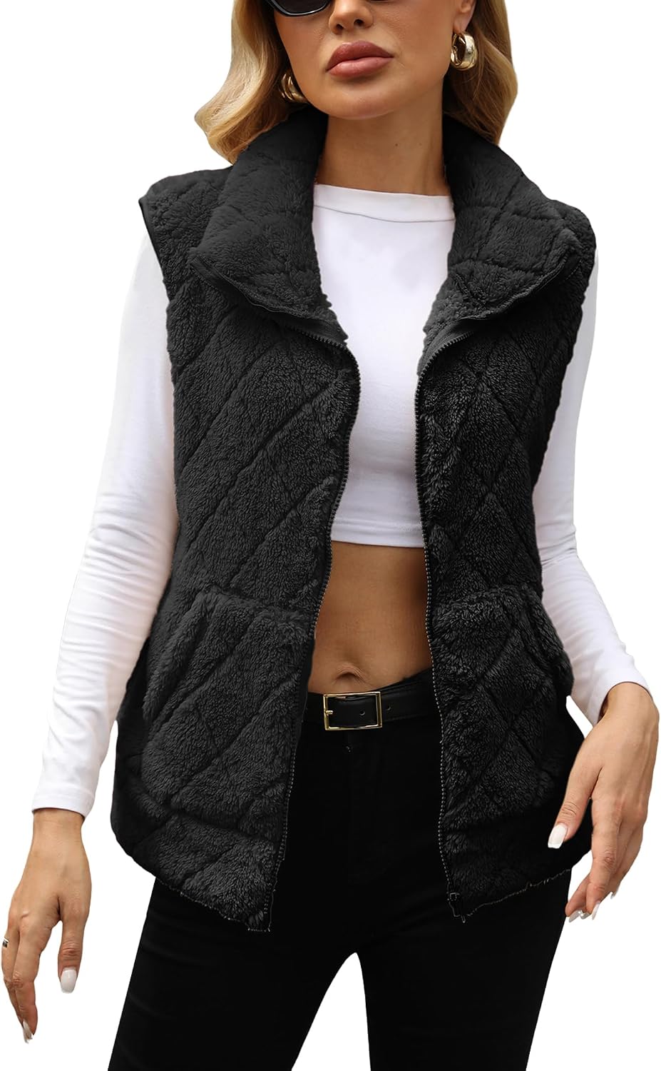 Marlowe | Womens Quilted Sherpa Fleece Vest
