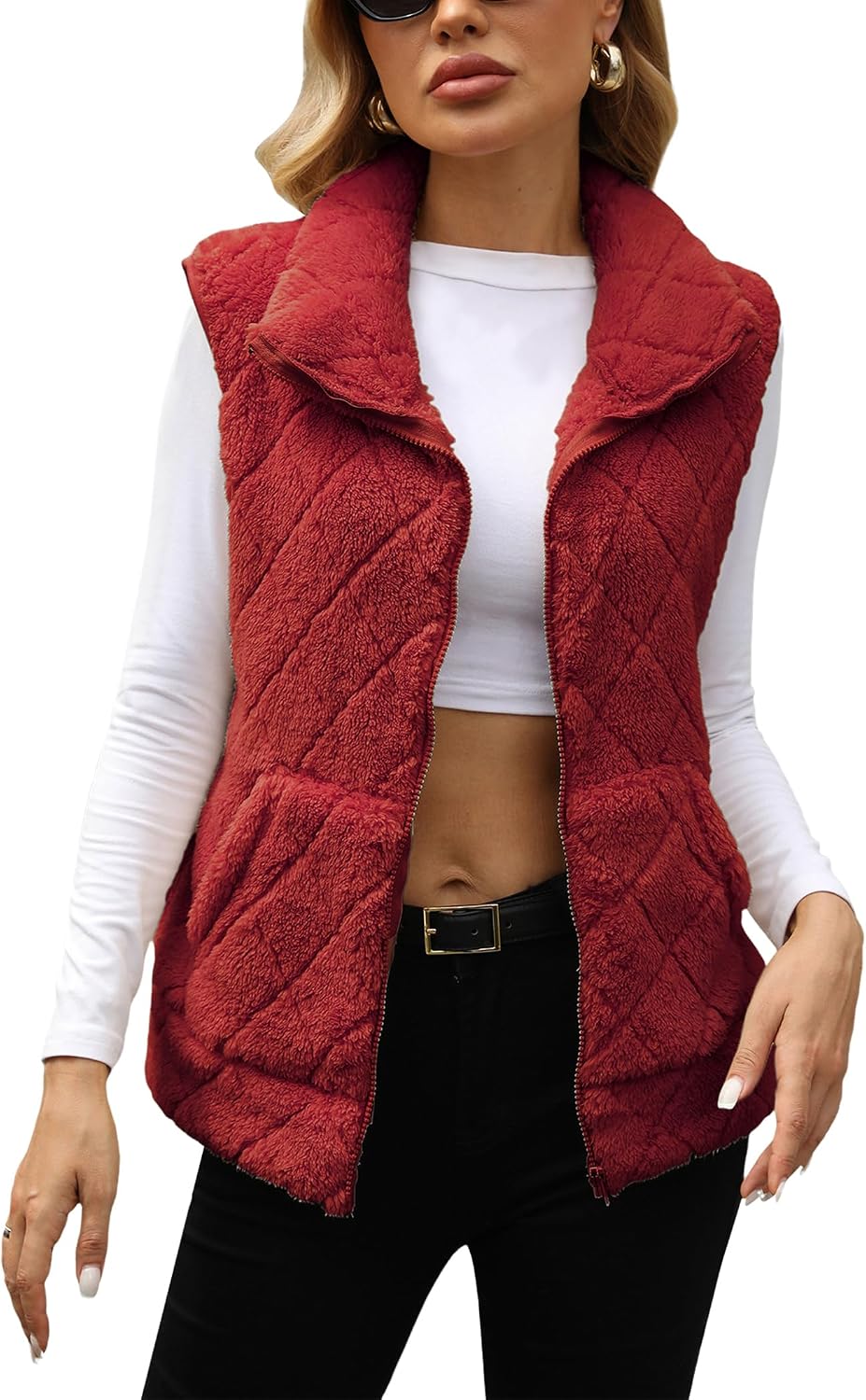 Marlowe | Womens Quilted Sherpa Fleece Vest