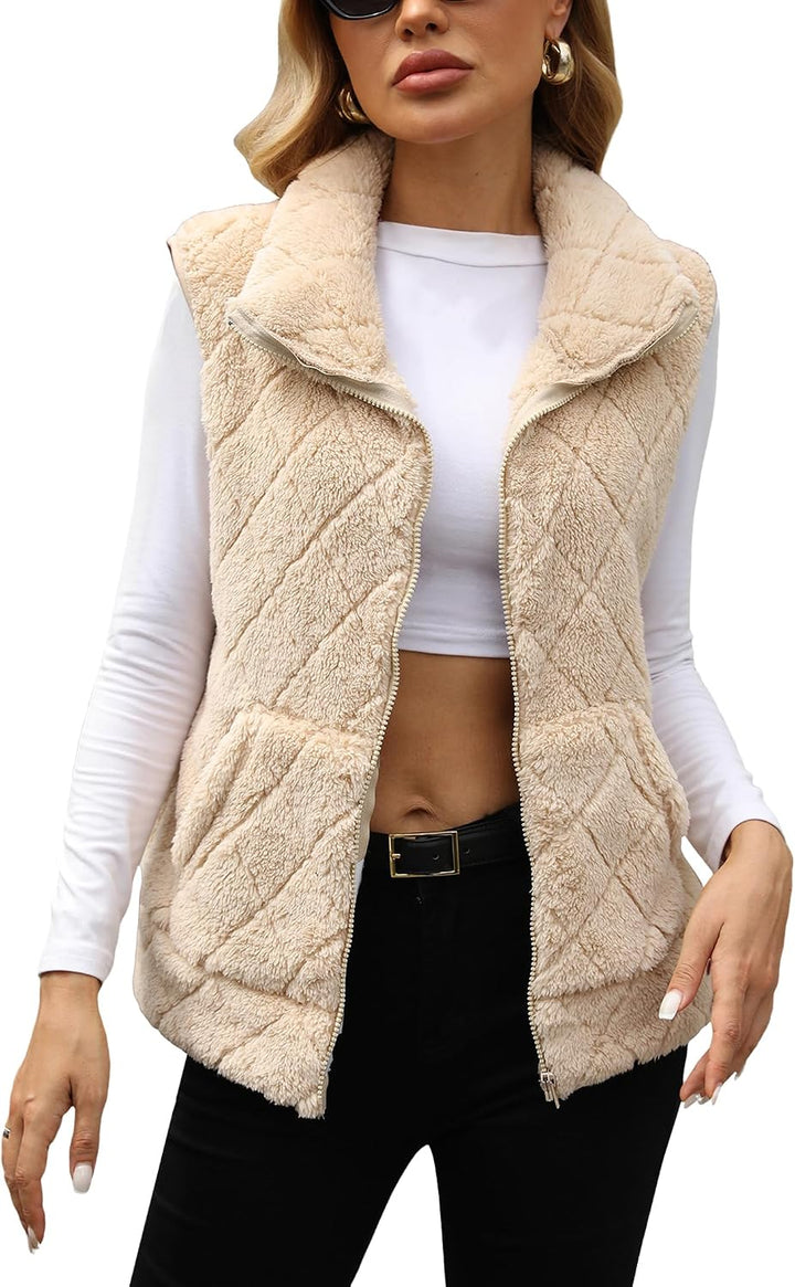 Marlowe | Womens Quilted Sherpa Fleece Vest