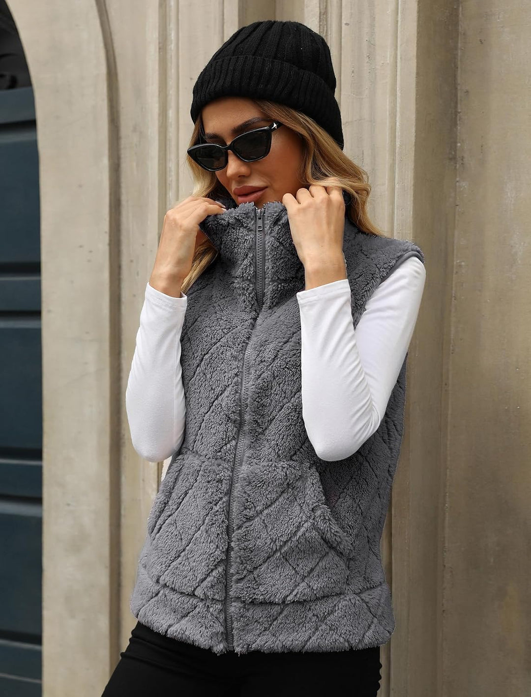 Marlowe | Womens Quilted Sherpa Fleece Vest