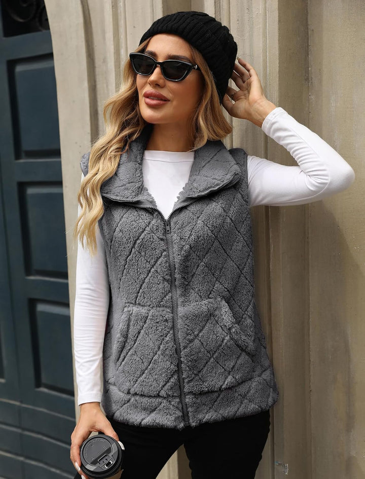 Marlowe | Womens Quilted Sherpa Fleece Vest