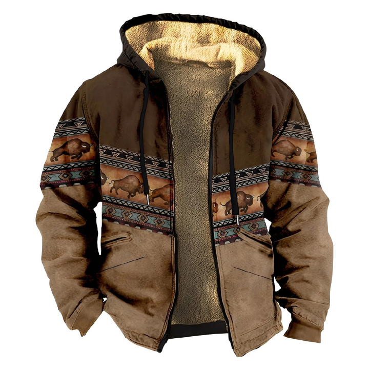 Frank | Mens Sherpa Lined Tribal Print Hoodie