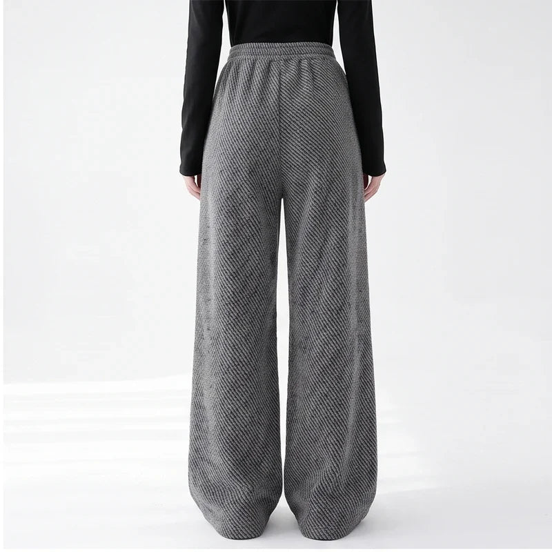 Ruby | Womens Pull-On Herringbone Wide-Leg Pants