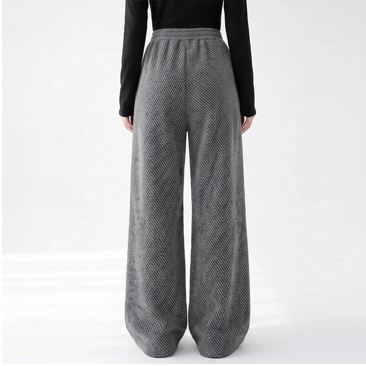 Ruby | Womens Pull-On Herringbone Wide-Leg Pants