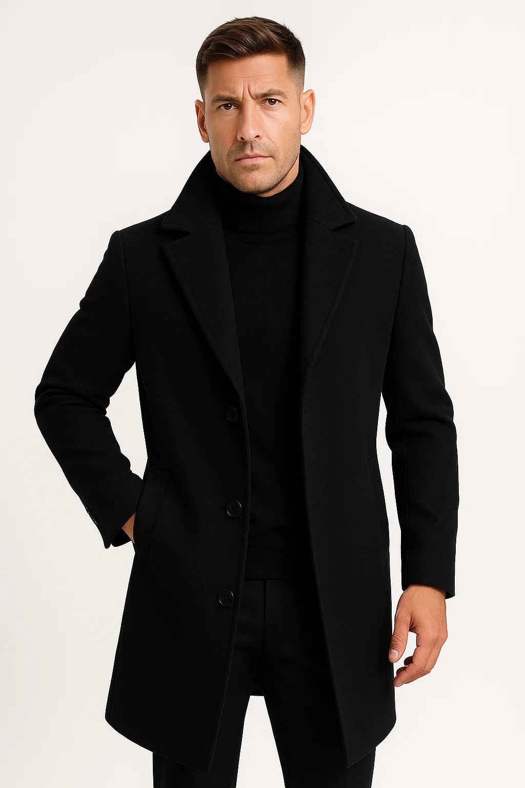 Chad | Mens Fitted Wool Blend Overcoat