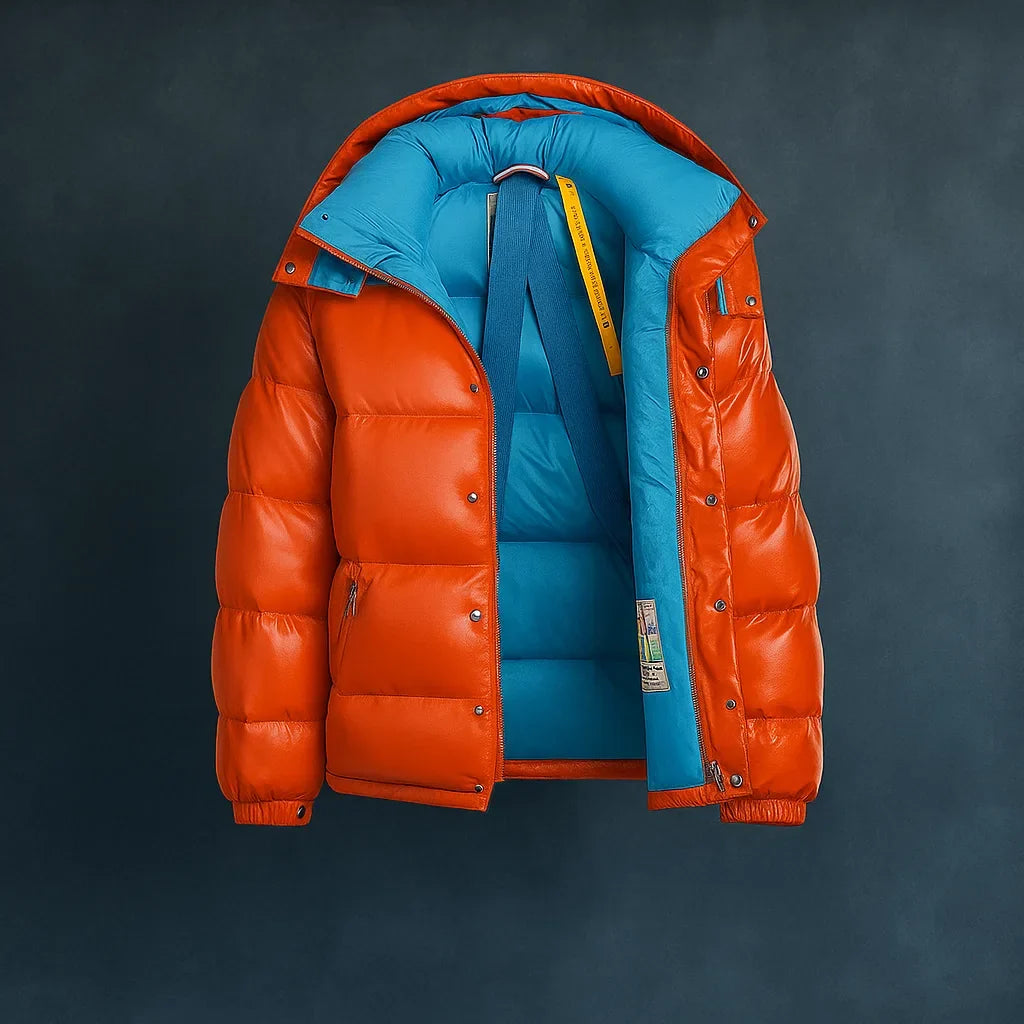 River | Quilted Hooded Puffer Jacket Snap Button