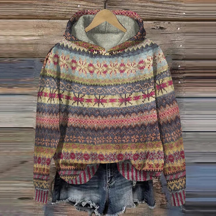 Womens fair isle knit hoodie