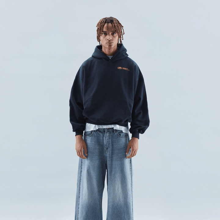 Rowan | Blue Oversized Cropped Pull-On Hoodie