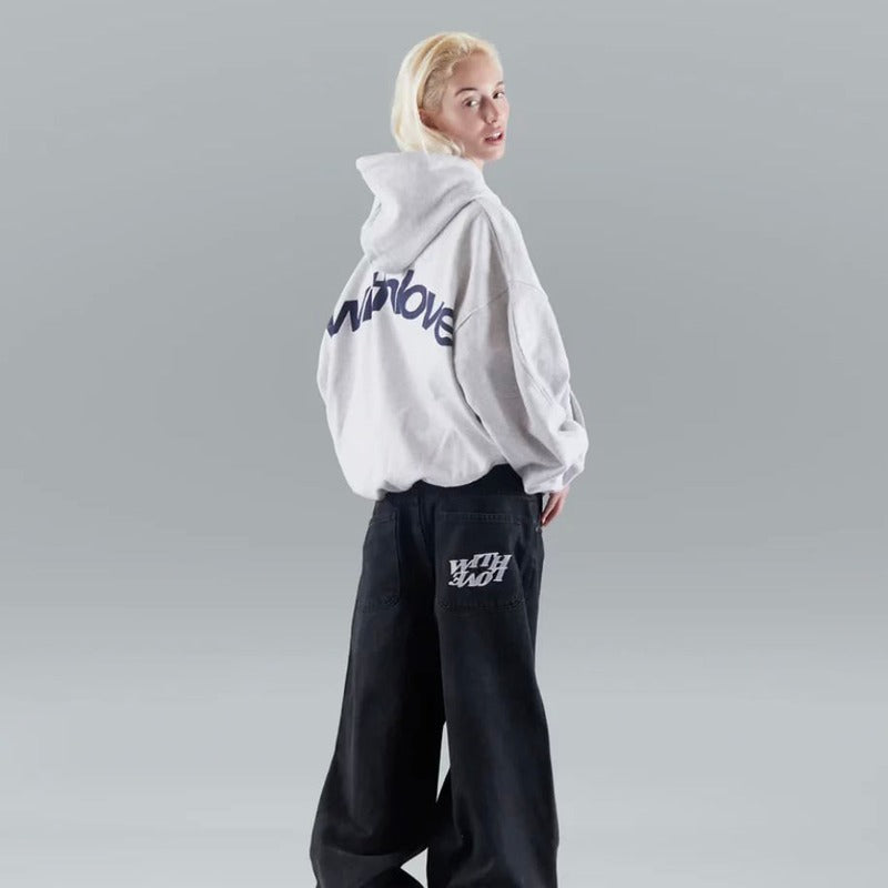 Rowan | Blue Oversized Cropped Pull-On Hoodie