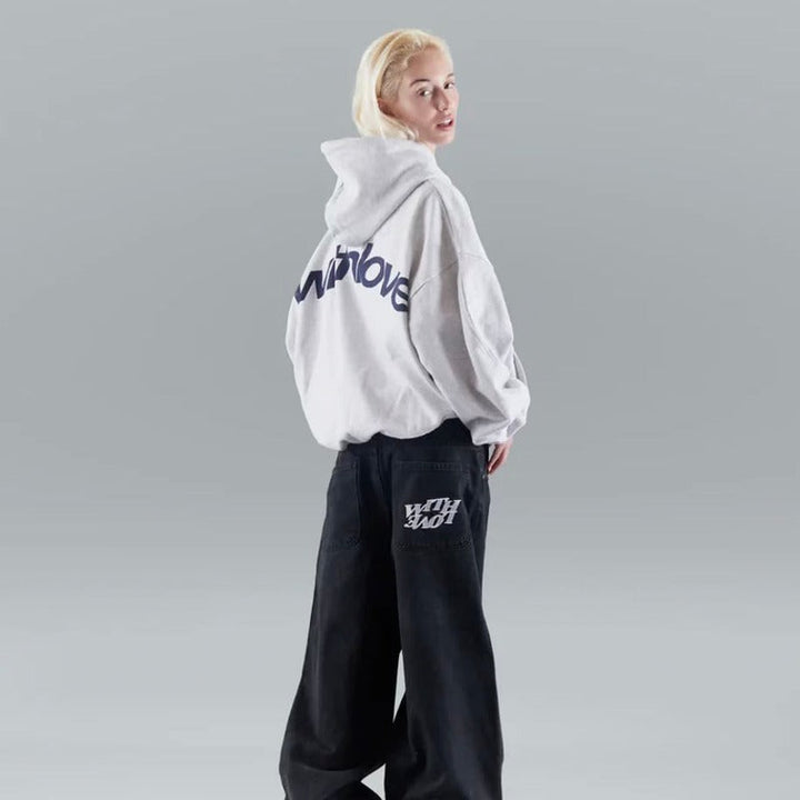 Rowan | Blue Oversized Cropped Pull-On Hoodie