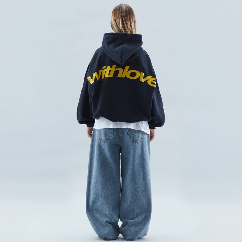 Rowan | Blue Oversized Cropped Pull-On Hoodie