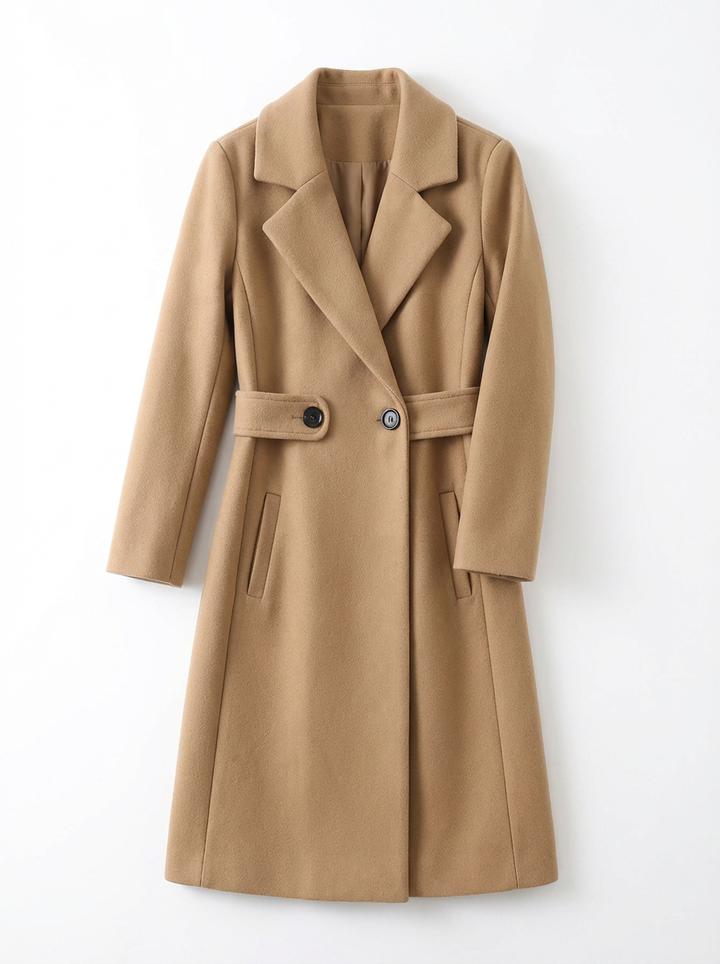 Womens belted midi wool-blend coat, view 7