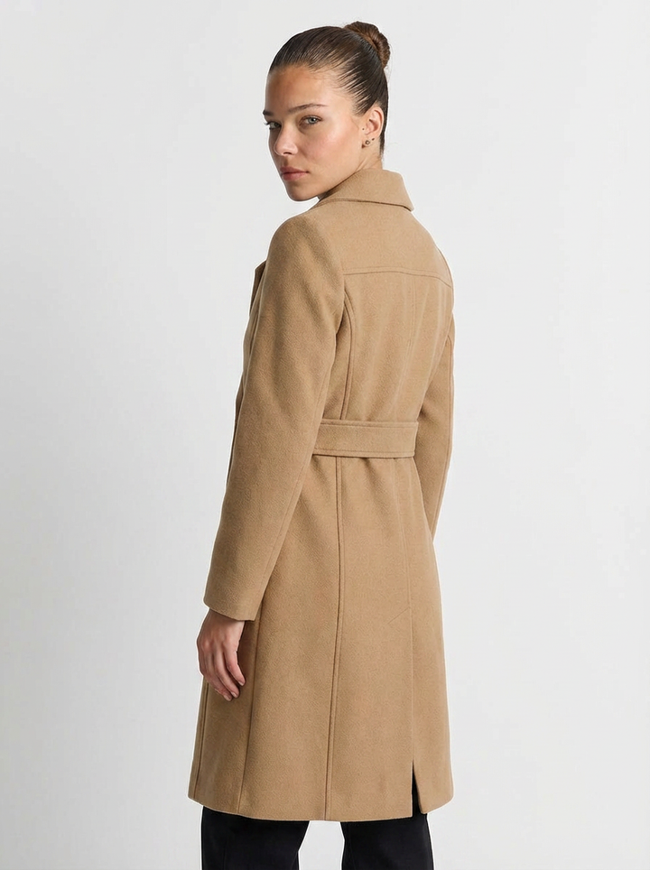 Womens belted midi wool-blend coat, view 6