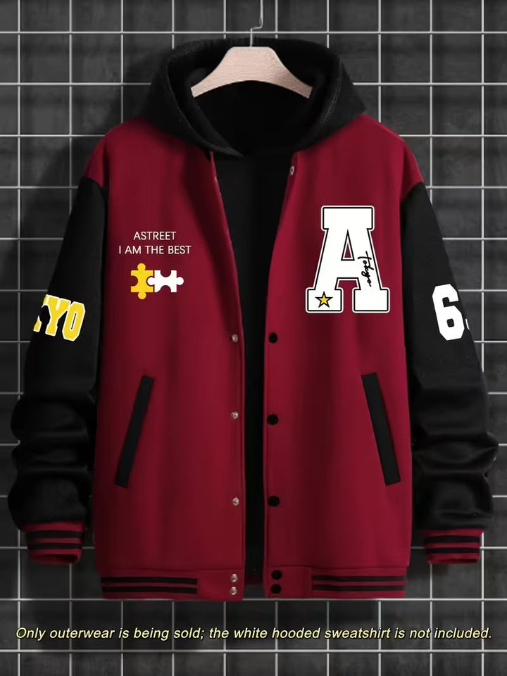 Ivan | Varsity Jacket Mens Snap Button Relaxed Fit