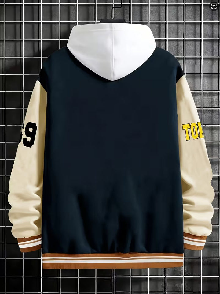 Ivan | Varsity Jacket Mens Snap Button Relaxed Fit
