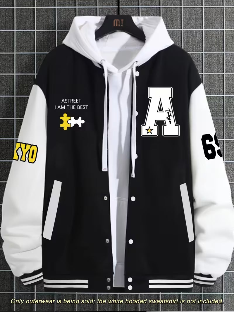 Ivan | Varsity Jacket Mens Snap Button Relaxed Fit