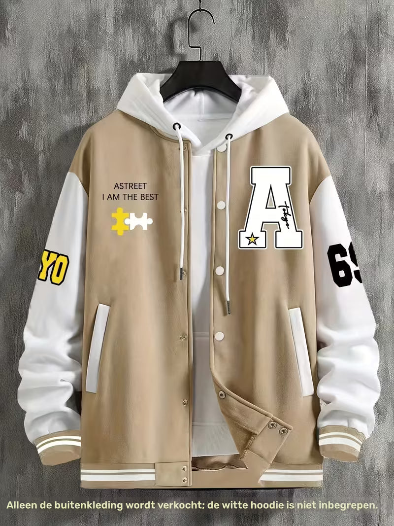 Ivan | Varsity Jacket Mens Snap Button Relaxed Fit