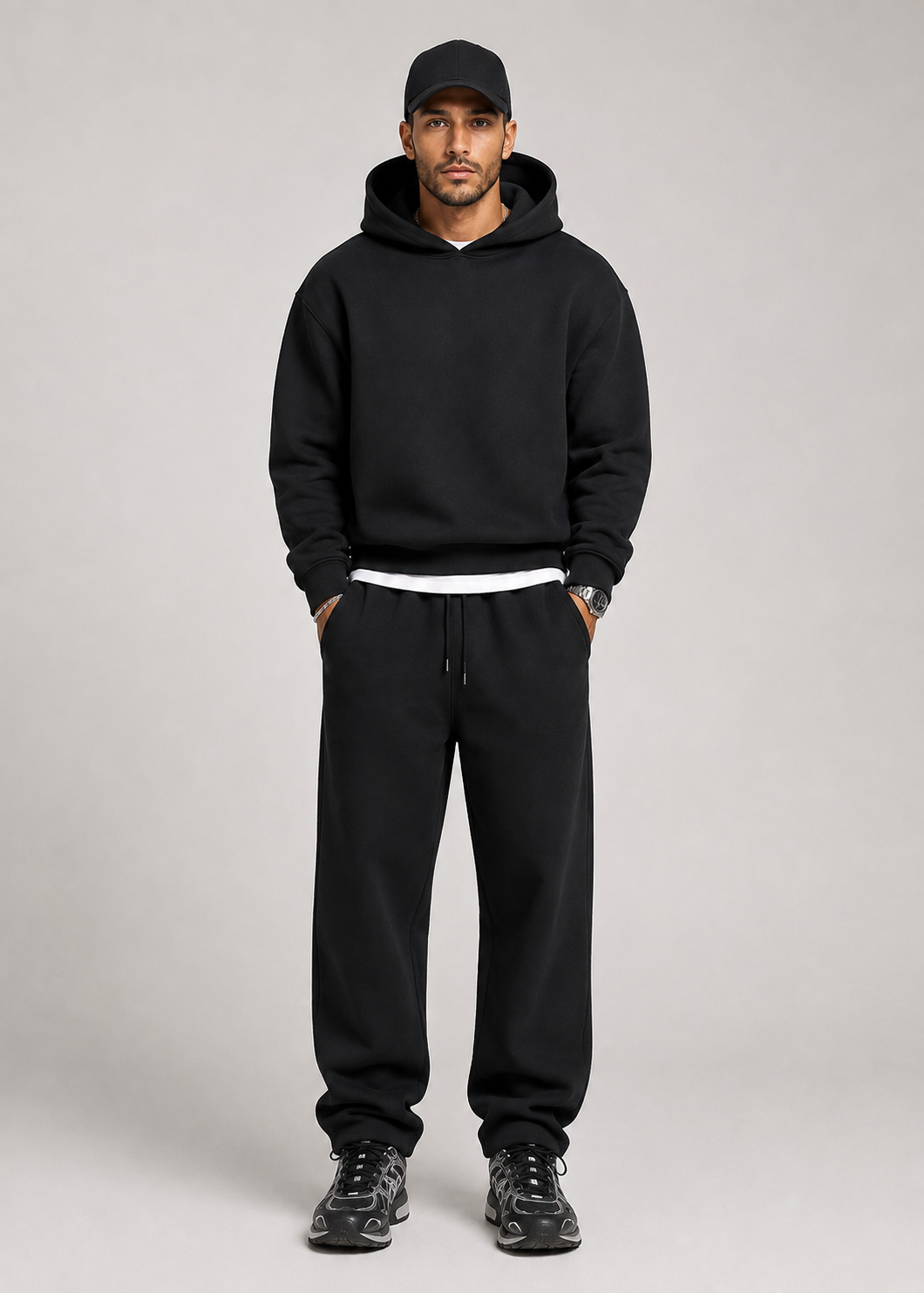Mens oversized hoodie and sweatpants set black