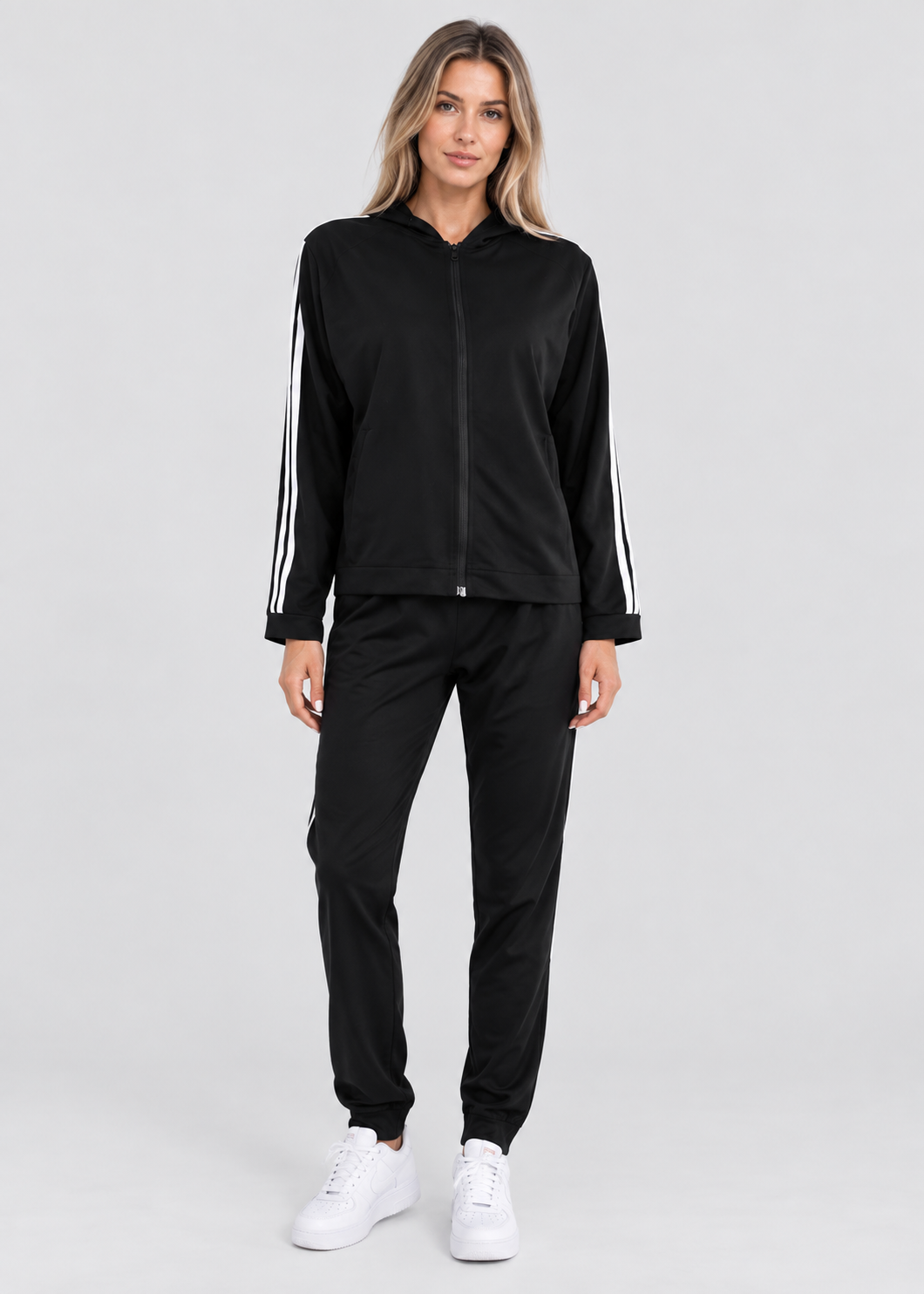 Faith | Zip Hooded Tracksuit with Stripes