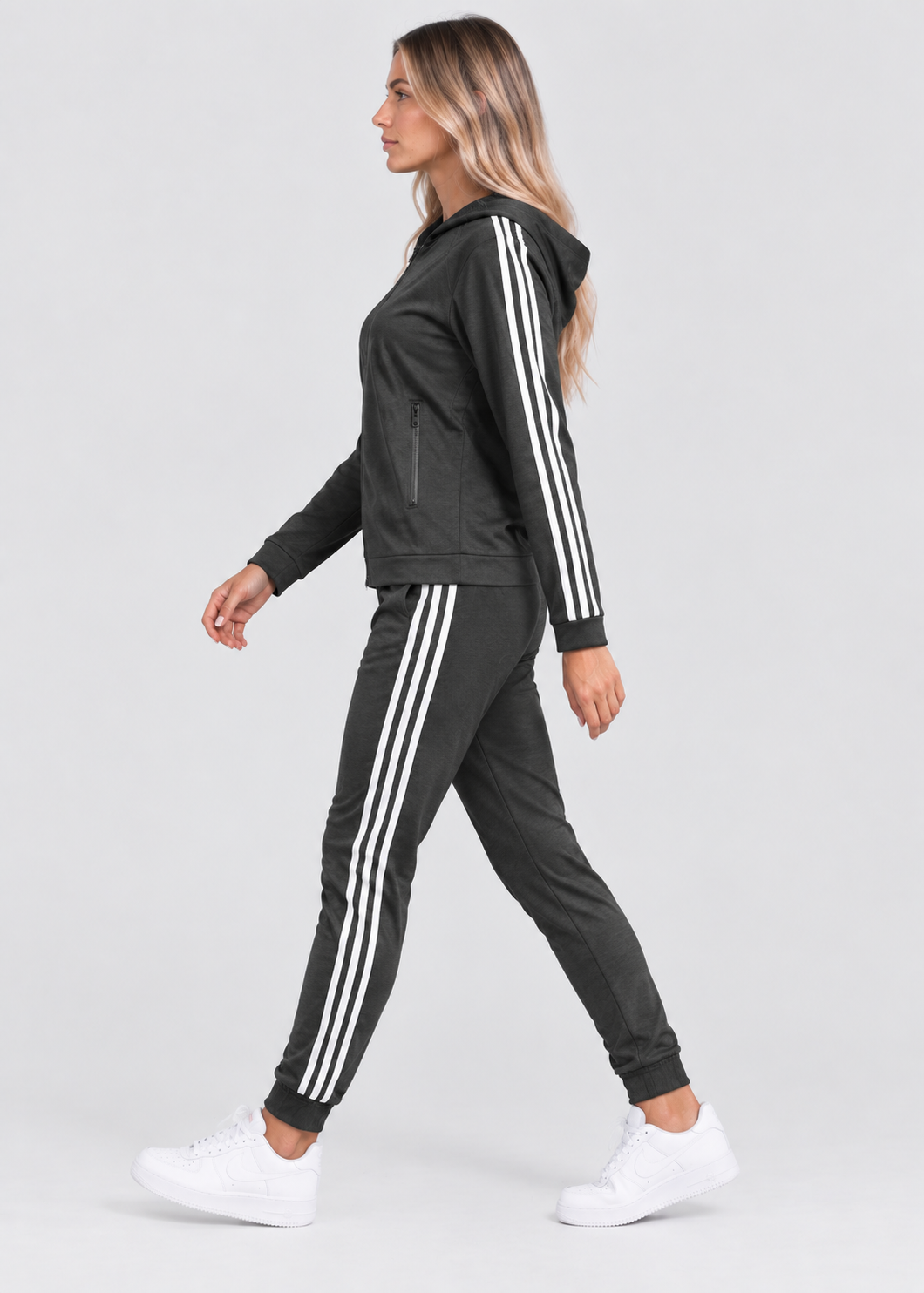 Faith | Zip Hooded Tracksuit with Stripes