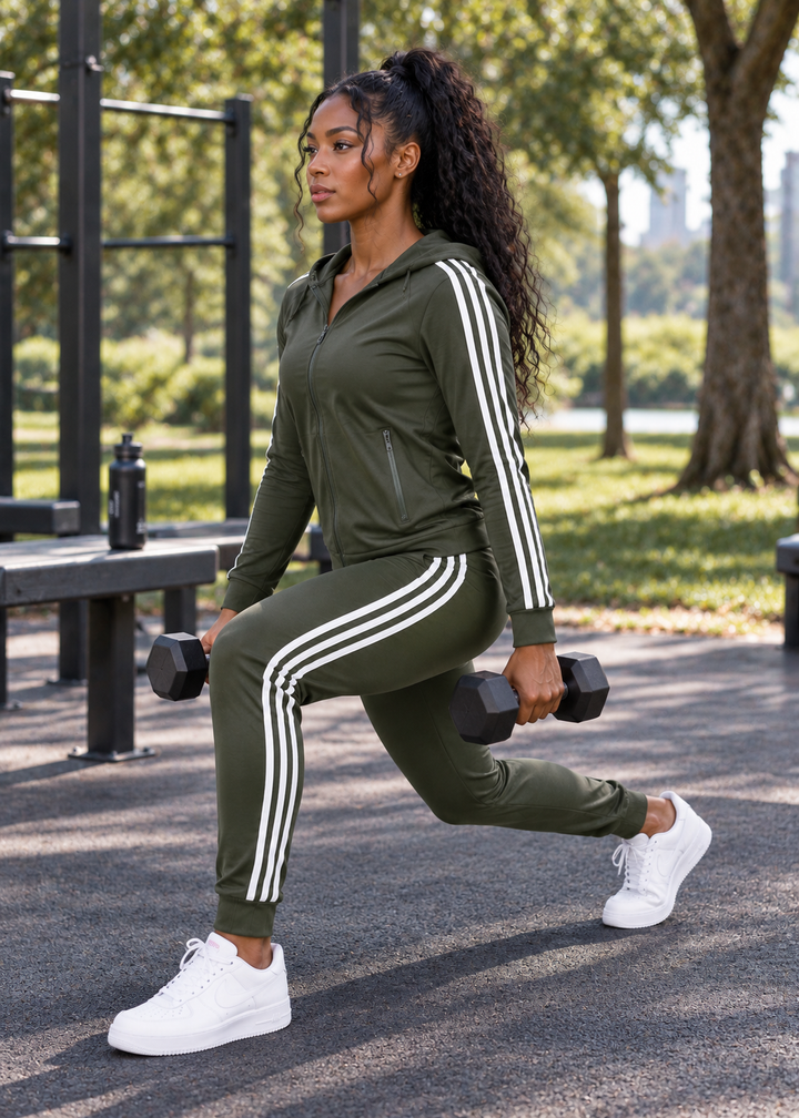 Faith | Zip Hooded Tracksuit with Stripes
