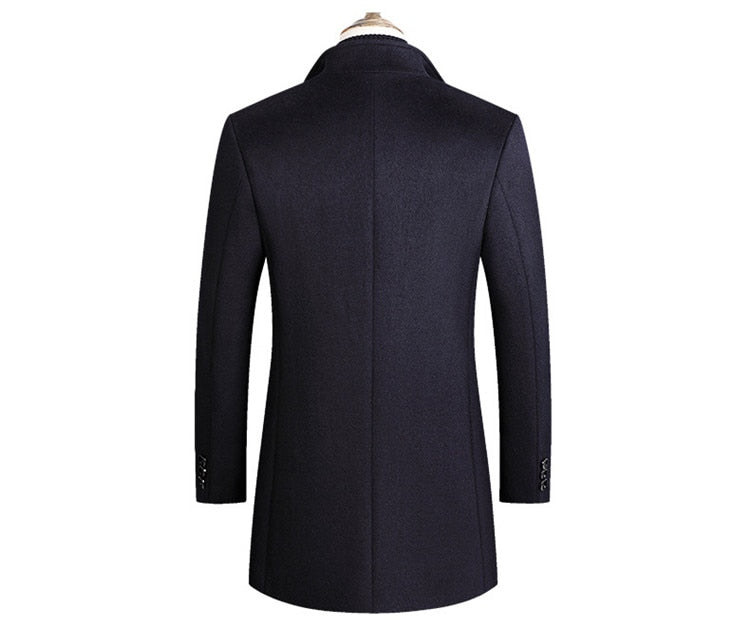 Caden | Mens Wool Blend Overcoat Lapel Collar Button