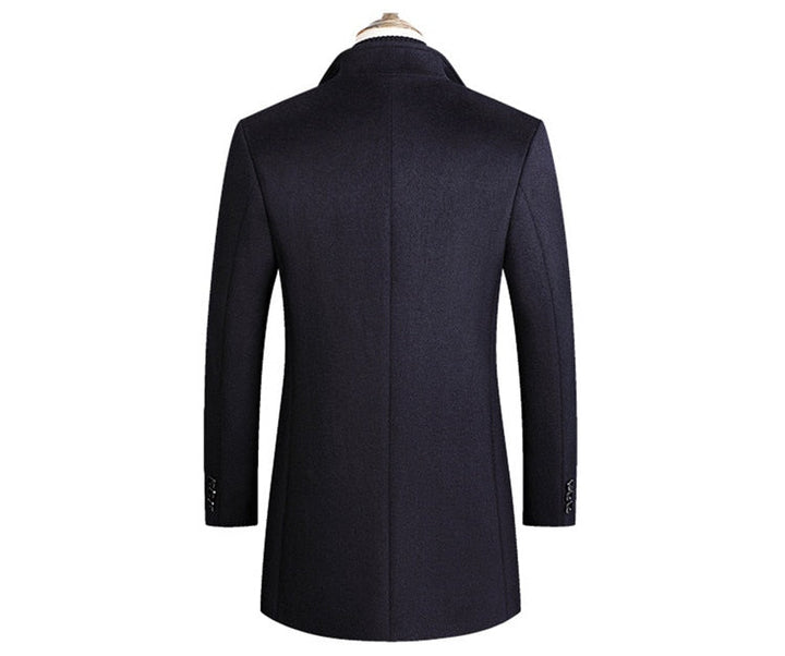 Caden | Mens Wool Blend Overcoat Lapel Collar Button