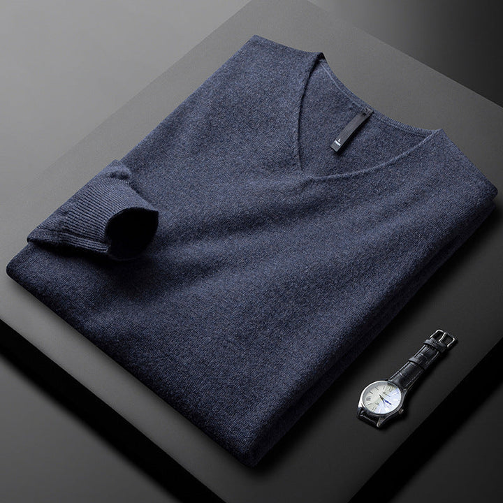 Liam | Mens V-Neck Relaxed Fit Knit Sweater