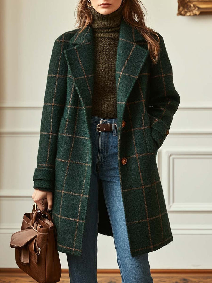Noelle | Womens Checked Wool Blend Belted Coat
