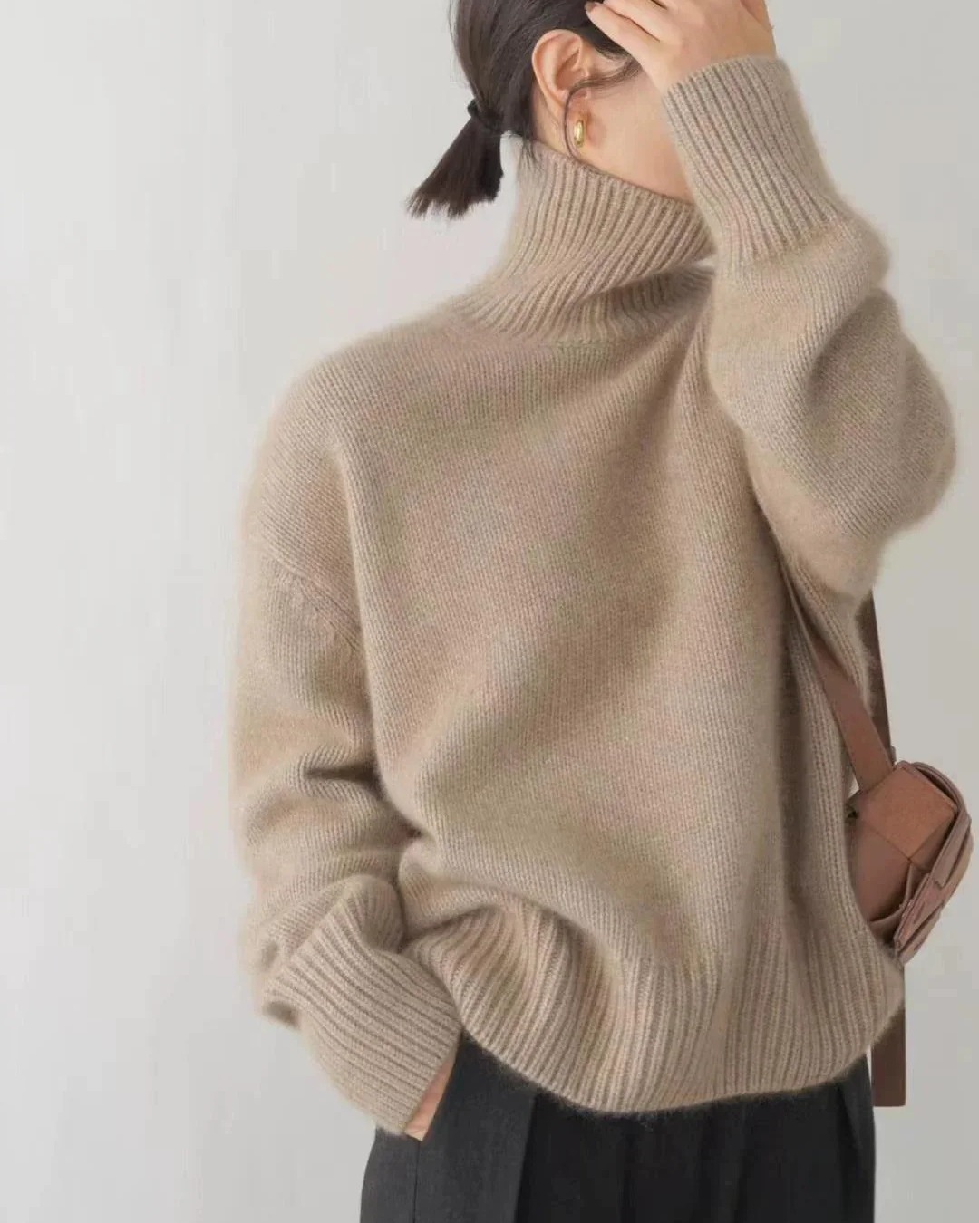 Brynn | Relaxed Knit Turtleneck Sweater Dropped Shoulders Ribbed
